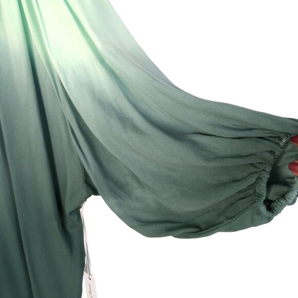 Young Fabulous & Broke boho green ombre puff sleeve wrap jacket top size Med NWT - Picture 2 of 9